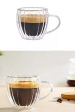 HUBBYCHEF 4'lü Bambu Tabaklı Cidarlı Espresso Kahve Bardağı - Görsel 2